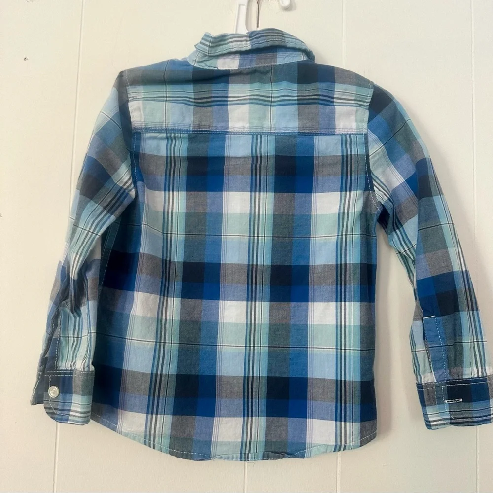 NWOT New Oshkosh B’gosh Blue Plaid Kids Shirt 4T